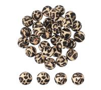 PATIKIL 30 Pcs Silicone Beads, 15mm Round Leopard Beads for Beaded Keychain Making DIY Crafts Bracelets Beadable Pen Jewelry Making Supplies, Yellow Leopard