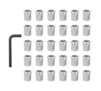 PATIKIL 30 Pcs Threaded Inserts Nuts, 3/8-16x0.79Inch Carbon Steel Hex Socket Drive Screw-in Wood Insert Metric Bolts Fastener with Wrench for Home Furniture, Silver