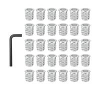 PATIKIL 30 Pcs Threaded Inserts Nuts, M8x15mm Carbon Steel Hex Socket Drive Screw-in Wood Insert Metric Bolts Fastener with Wrench for Home Furniture, White