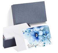 PATIKIL 30 Sets Pure Cotton Watercolor Cards 140lb/300 GSM Postcards Rounded Corners with Envelopes for Art Painting Creative Thank Notes, 5x7 Inch(Blue Box)