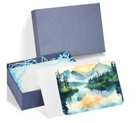 PATIKIL 30 Sets Pure Cotton Watercolor Cards 140lb/300 GSM Postcards Rounded Corners with Envelopes for Art Painting Creative Thank Notes, 4x6 Inch(Blue Box)