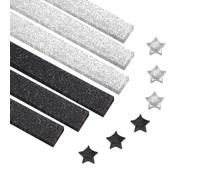 PATIKIL 300 Sheets Glittering Origami Star Paper Strips, Lucky Star Paper Strips Sparkling Decorative Folding Strip for DIY Art Crafts Handmade Project, Glittering Black Silver