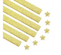 PATIKIL 300 Sheets Glittering Origami Star Paper Strips, Lucky Star Paper Strips Sparkling Decorative Folding Strip for DIY Art Crafts Handmade Project, Shiny Light Gold