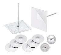 PATIKIL 300pcs Self Stick Insulation Pins 2-1/2inch, 1.5 Inch Self Locking Washers Round 7/8 Inch Aluminum Insulation Hangers Cap Washers for Foam Board Wall Floor Ceiling 100Set/300 pcs