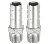 PATIKIL 304 Stainless Steel Barb Hose Fitting, 2 Pack 3/4" Hose Barb x 1/2" NPT Thread, Pipe Connector Adapter Quick Fittings for Bore Air Water Connecting