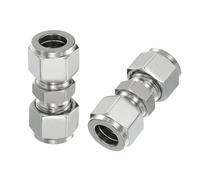 PATIKIL 304 Stainless Steel Compression Tube Fitting Union 1/2" ID x 7/8"" OD, 2 Pcs Straight Connect Pipe Adapter for Water Garden Irrigation System, Silver