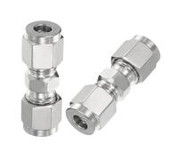 PATIKIL 304 Stainless Steel Compression Tube Fitting Union 1/4" ID x 9/16"" OD, 2 Pcs Straight Connect Pipe Adapter for Water Garden Irrigation System, Silver