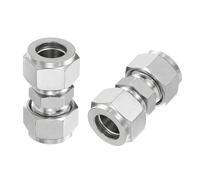 PATIKIL 304 Stainless Steel Compression Tube Fitting Union 5/8" ID x 1-3/16"" OD, 2 Pcs Straight Connect Pipe Adapter for Water Garden Irrigation System, Silver