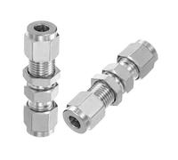 PATIKIL 304 Stainless Steel Double Ferrule Compression Tube Fitting 1/4" IDx9/16 OD, 2 Pcs Straight Union Connector Pipe Adapter for Water Garden Irrigation, Silver