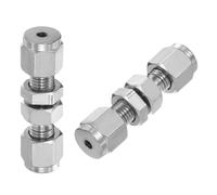 PATIKIL 304 Stainless Steel Double Ferrule Compression Tube Fitting 1/8" IDx1/2 OD, 2 Pcs Straight Union Connector Pipe Adapter for Water Garden Irrigation, Silver