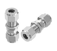 PATIKIL 304 Stainless Steel Double Ferrule Compression Tube Fitting 3/8" IDx3/4 OD, 2 Pcs Straight Union Connector Pipe Adapter for Water Garden Irrigation, Silver