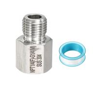 PATIKIL 304 Stainless Steel Forged Pipe Fitting, 1/4" NPT Female to 1/4" G Thread Adapter Hex Pipe Fitting Adapter for Hose Line Connection Convert, Silver(1.14x0.75)