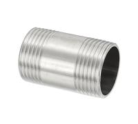 PATIKIL 304 Stainless Steel Pipe Fitting, 1 Pack 1" BSP Male x 1" BSP Male Threaded 2" Length Nipple Cast Pipe for Extending Piping, Silver