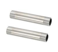 PATIKIL 304 Stainless Steel Pipe Fitting, 2 Pack 1/2" BSP Male x 1/2" BSP Male Threaded 3" Length Nipple Cast Pipe for Extending Piping, Silver