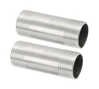 PATIKIL 304 Stainless Steel Pipe Fitting, 2 Pack 1" BSP Male x 1" BSP Male Threaded 3" Length Nipple Cast Pipe for Extending Piping, Silver