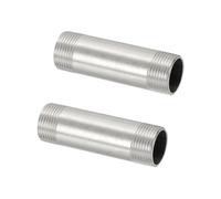 PATIKIL 304 Stainless Steel Pipe Fitting, 2 Pack 3/4" BSP Male x 3/4" BSP Male Threaded 3" Length Nipple Cast Pipe for Extending Piping, Silver