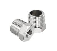 PATIKIL 304 Stainless Steel Reducer Hex Bushing 2 Pcs, 1/2" BSPT Male to 1/8" BSPT Female Pipe Reducing Adapter Fitting Connector for Water Gas Hydraulic Pipes Shower Hose, Silver