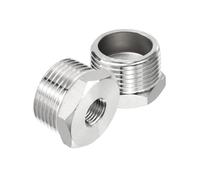 PATIKIL 304 Stainless Steel Reducer Hex Bushing 2 Pcs, 1" BSPT Male to 1/4" BSPT Female Pipe Reducing Adapter Fitting Connector for Water Gas Hydraulic Pipes Shower Hose, Silver