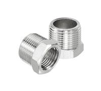 PATIKIL 304 Stainless Steel Reducer Hex Bushing 2 Pcs, 3/4" BSPT Male to 1/2" BSPT Female Pipe Reducing Adapter Fitting Connector for Water Gas Hydraulic Pipes Shower Hose, Silver