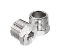 PATIKIL 304 Stainless Steel Reducer Hex Bushing 2 Pcs, 3/4" BSPT Male to 1/4" BSPT Female Pipe Reducing Adapter Fitting Connector for Water Gas Hydraulic Pipes Shower Hose, Silver