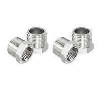 PATIKIL 304 Stainless Steel Reducer Hex Bushing 4 Pcs, 3/4" BSPT Male to 1/2" BSPT Female Pipe Reducing Adapter Fitting Connector for Water Gas Hydraulic Pipes Shower Hose, Silver
