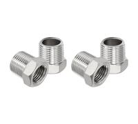 PATIKIL 304 Stainless Steel Reducer Hex Bushing 4 Pcs, 3/8" BSPT Male to 1/4" BSPT Female Pipe Reducing Adapter Fitting Connector for Water Gas Hydraulic Pipes Shower Hose, Silver