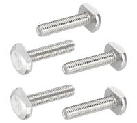 PATIKIL 304 Stainless Steel T Slot Bolts M8x35mm Metric Thread Silver 5Pcs | Drop-in Bolt,T Shape Stud Sliding Screw,Hammer Head Screw,for T Track