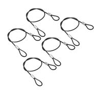 PATIKIL 30cm Safety Cable Lock, 5Pcs Stainless Steel 2mm Dia Security Wire Rope with Double Loop Double Loop for Stage Lighting Luggage Lock, Black