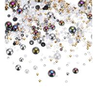 PATIKIL 30g Pearls and Rhinestones, 3-10mm Mix Flatback Rhinestones and Half Pearls Resin Rhinestone for Shoe Hair Nail Crafts Tumbler, Silver White Black