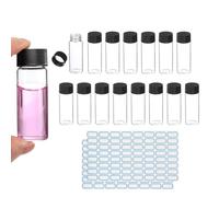 PATIKIL 30ml Clear Glass Vials, 15 Pack Sample Vials with Screw Cap Reagent Media Bottle with Labels Leak-Proof Liquid Sample Glass Vial for Lab Laboratory