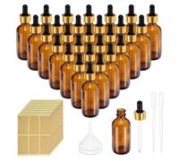 PATIKIL 30ml Glass Dropper Bottle, 99Pcs Leakproof Essential Oils Sample Liquid Perfume Container with Eye Dropper Label Funnel for Storage Home Travel, Amber
