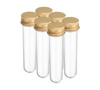 PATIKIL 30ml Plastic Test Tubes with Screw Caps, 6Pcs 109x24mm Tubes for Scientific Party Decoration Candy Bead Storage Bath Salt Lab Use, Gold Tone