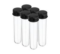 PATIKIL 30ml Plastic Test Tubes with Screw Caps, 6Pcs 109x27mm Tubes for Scientific Party Decoration Candy Bead Storage Bath Salt Lab Use, Black