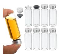 PATIKIL 30ml Sample Vials, 8 Pack Lab Empty Vials with Butyl Rubber Stopper and Crimp Top Caps Borosilicate Glass Vial, Transparent