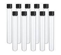 PATIKIL 30ml Test Tubes, 15pcs 5.91x0.79in Glass Clear Round Bottom Test Tube Containers with Plastic Cap for Bead Party Candy Bath Salt Storage Scientific Experiment Plant Propagation