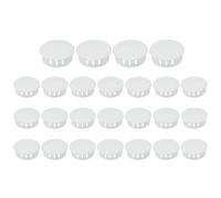 PATIKIL 30mm/1-3/16" Plastic Hole Plugs, 25 Pcs Flush Type Round Plug Snap in Locking Screw Hole Covers Insert End Caps for Furniture Cabinet Kitchen Door Shelves, White