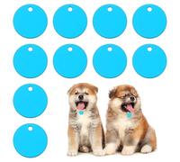 PATIKIL 30mm Blanks Dog Pet Tags, 10Pcs Round Aluminum Blanks Engraving Tags for Carving Names Phone Numbers or Other Information Pendants, Lake Blue