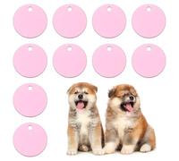 PATIKIL 30mm Blanks Dog Pet Tags, 10Pcs Round Aluminum Blanks Engraving Tags for Carving Names Phone Numbers or Other Information Pendants, Pink