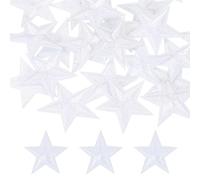 PATIKIL 30mm Iron on Patches for Clothes, 30Pcs Star Patch Hot Melt Adhesive Sew Embroidered Appliques for Clothing Decoration Backpack Jean Hat, White