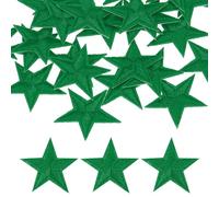 PATIKIL 30mm Iron on Patches for Clothes, 30Pcs Star Patch Hot Melt Adhesive Sew Embroidered Appliques for Clothing Decoration Backpack Jean Hat, Green