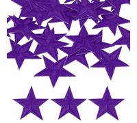 PATIKIL 30mm Iron on Patches for Clothes, 30Pcs Star Patch Hot Melt Adhesive Sew Embroidered Appliques for Clothing Decoration Backpack Jean Hat, Purple