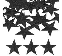 PATIKIL 30mm Iron on Patches for Clothes, 30Pcs Star Patch Hot Melt Adhesive Sew Embroidered Appliques for Clothing Decoration Backpack Jean Hat, Black