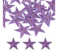PATIKIL 30mm Iron on Patches for Clothes, 30Pcs Star Patch Hot Melt Adhesive Sew Embroidered Appliques for Clothing Decoration Backpack Jean Hat, Light Purple