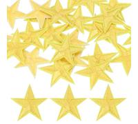 PATIKIL 30mm Iron on Patches for Clothes, 30Pcs Star Patch Hot Melt Adhesive Sew Embroidered Appliques for Clothing Decoration Backpack Jean Hat, Light Yellow