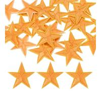 PATIKIL 30mm Iron on Patches for Clothes, 30Pcs Star Patch Hot Melt Adhesive Sew Embroidered Appliques for Clothing Decoration Backpack Jean Hat, Dark Yellow