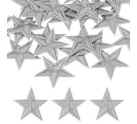 PATIKIL 30mm Iron on Patches for Clothes, 30Pcs Star Patch Hot Melt Adhesive Sew Embroidered Appliques for Clothing Decoration Backpack Jean Hat, Gray