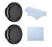 PATIKIL 30mm Lens Cap, 2 Pack Sides Pinch Snap Camera Lens Cover for Front Lens with Cloth, Suitable for 30mm Thread Universal DSLR Lenses, Black for Nikon, for Fujifilm, for Pentax