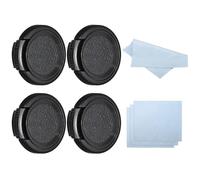 PATIKIL 30mm Lens Cap, 4 Pack Sides Pinch Snap Camera Lens Cover for Front Lens with Cloth, Suitable for 30mm Thread Universal DSLR Lenses, Black for Nikon, for Fujifilm, for Pentax