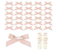 PATIKIL 30pcs Bow Charms for Socks,Ribbon Bow Brooch Safety Pins Mini Ribbon Bow Junk Socks Charms Brooch Pins for Shoes, Shirts, Hats, Jeans, Clothing Accessories Bulk(Light Pink)