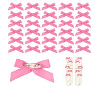 PATIKIL 30pcs Bow Charms for Socks,Ribbon Bow Brooch Safety Pins Mini Ribbon Bow Junk Socks Charms Brooch Pins for Shoes, Shirts, Hats, Jeans, Clothing Accessories Bulk(Rose Red)